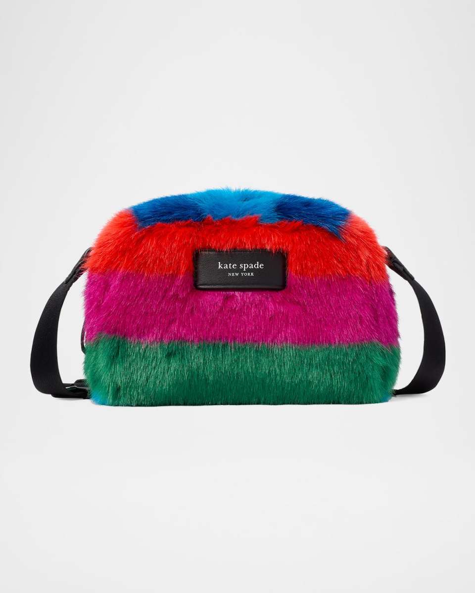 Puff Striped Faux Fur Crossbody Bag